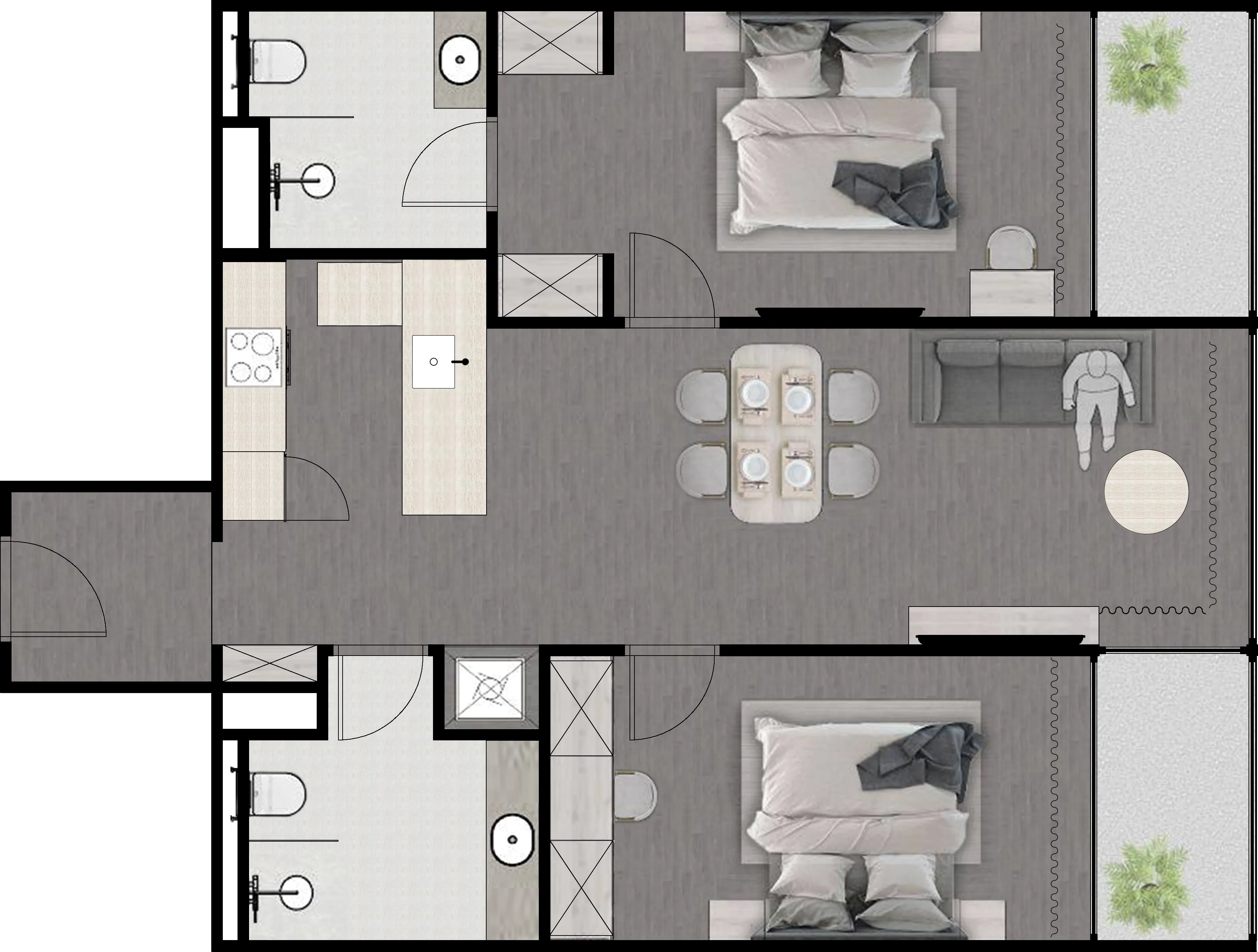 Next Point Condominium 2 bed floor plan, 1,001 sqft