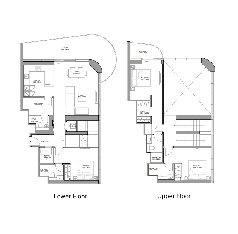 Sobha Aquamont 3 bed floor plan, 2,168 sqft