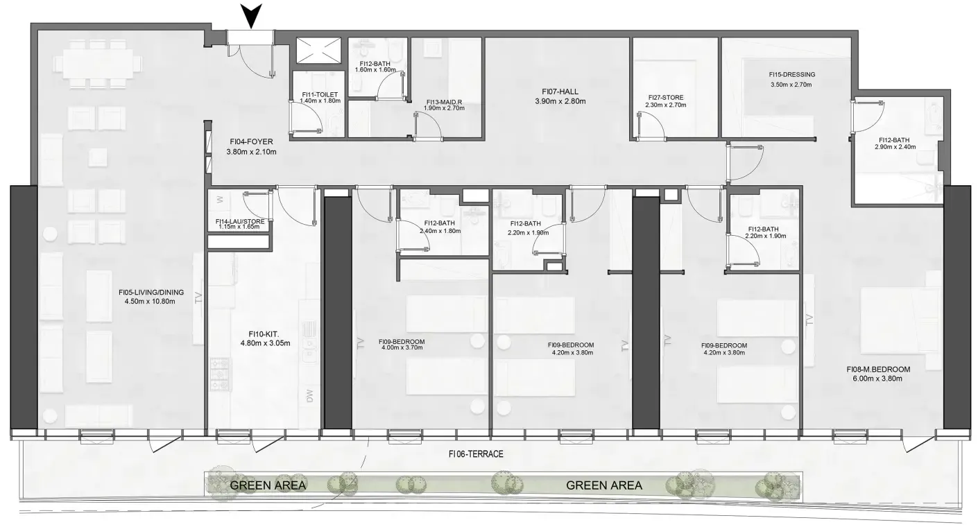 Joud Tower 4 bed floor plan, 3,446 sqft