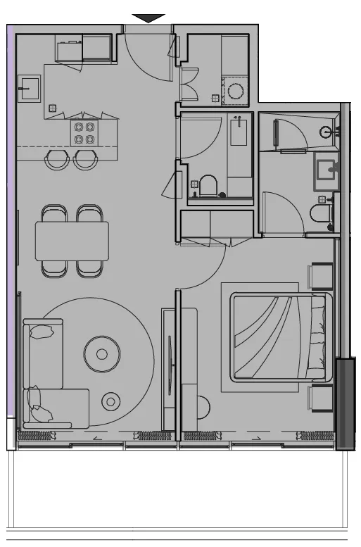 Le Blanc 1 bed floor plan, 822 sqft