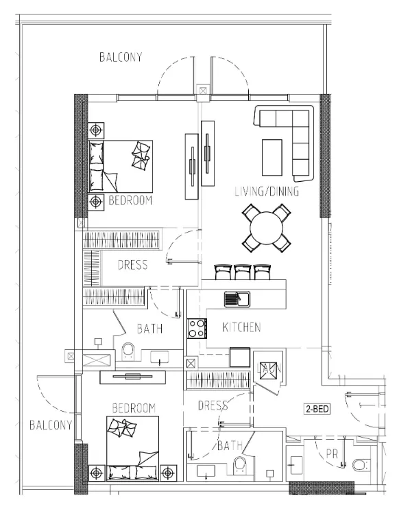 Damac Riverside Views 2 bed floor plan, 1,489 sqft
