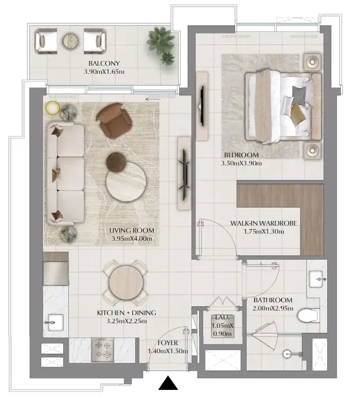 Terra Woods 1 bed floor plan, 753 sqft