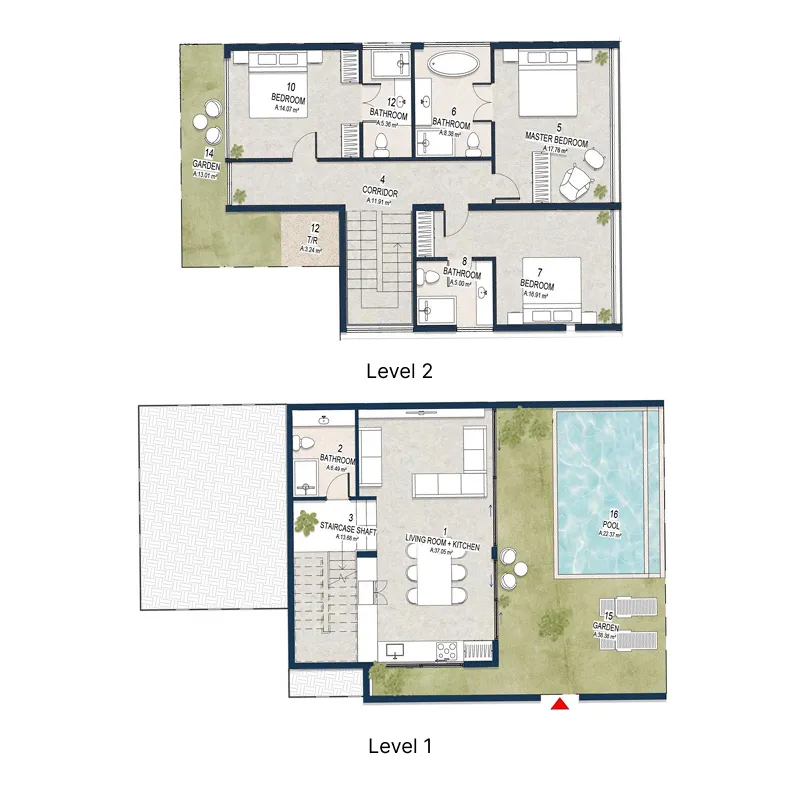 Silawana 3 bed floor plan, 1,168 – 1,470 sqft