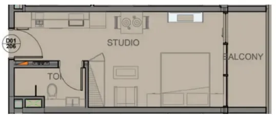 Casa Aura Residence Studio floor plan, 367 sqft