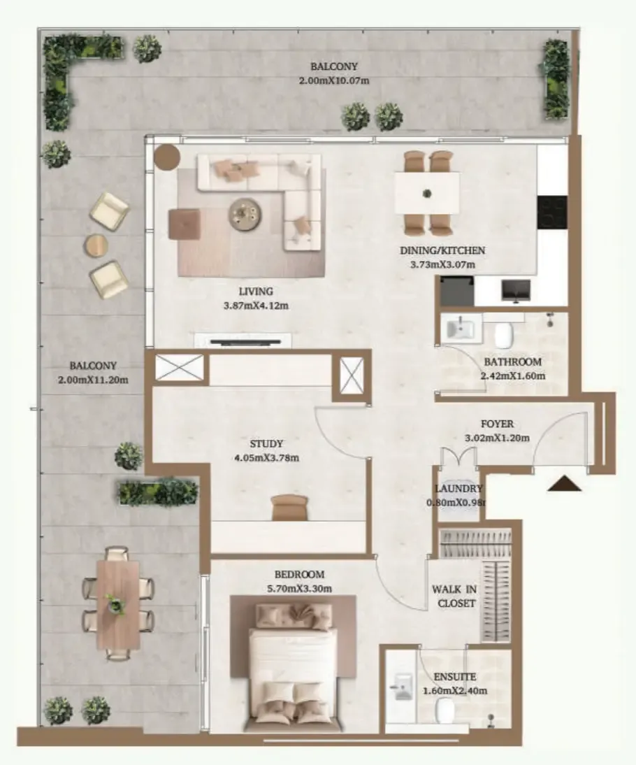 Arthouse Residences by Cledor 1 bed floor plan, 1,398 sqft
