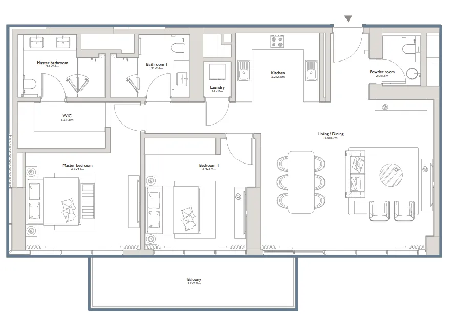 Serenia District East Residences 2 bed floor plan, 1,609 – 2,688 sqft