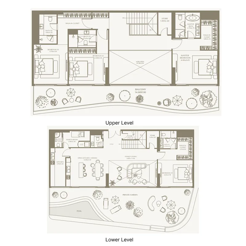 AYA Beachfront Residences 4 bed floor plan, 4,628 sqft