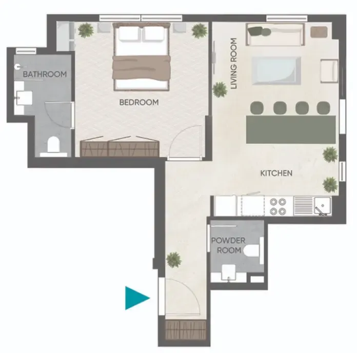 Eden Golf Views 1 1 bed floor plan, 586 sqft