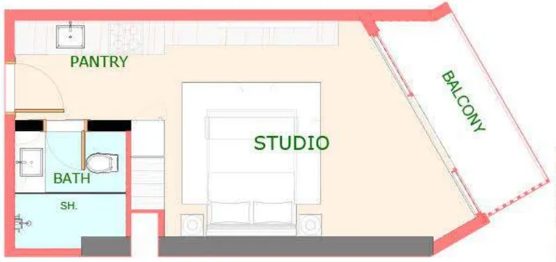 Playa Viva Studio floor plan, 391 sqft