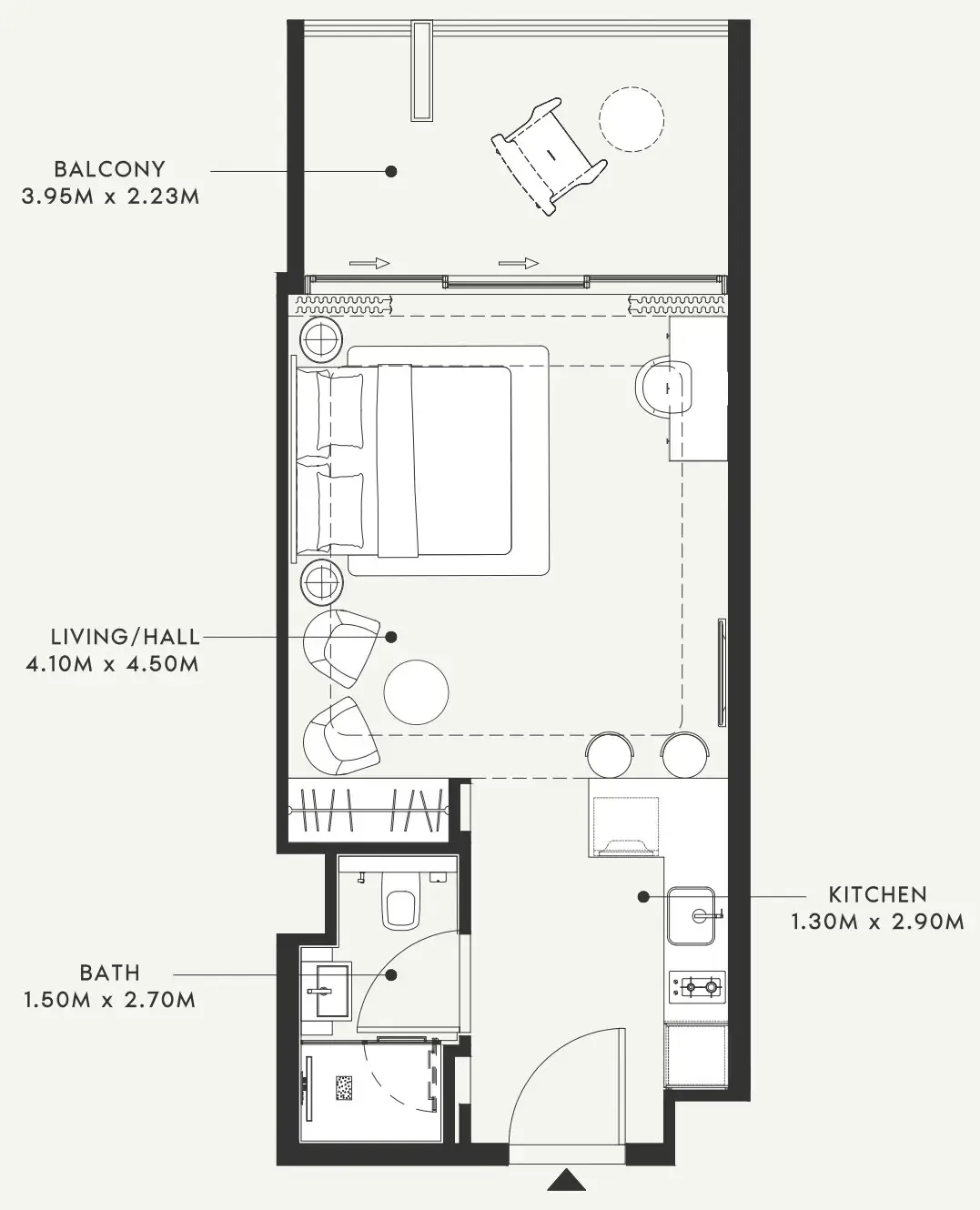 Riviera 55 Studio floor plan, 532 sqft