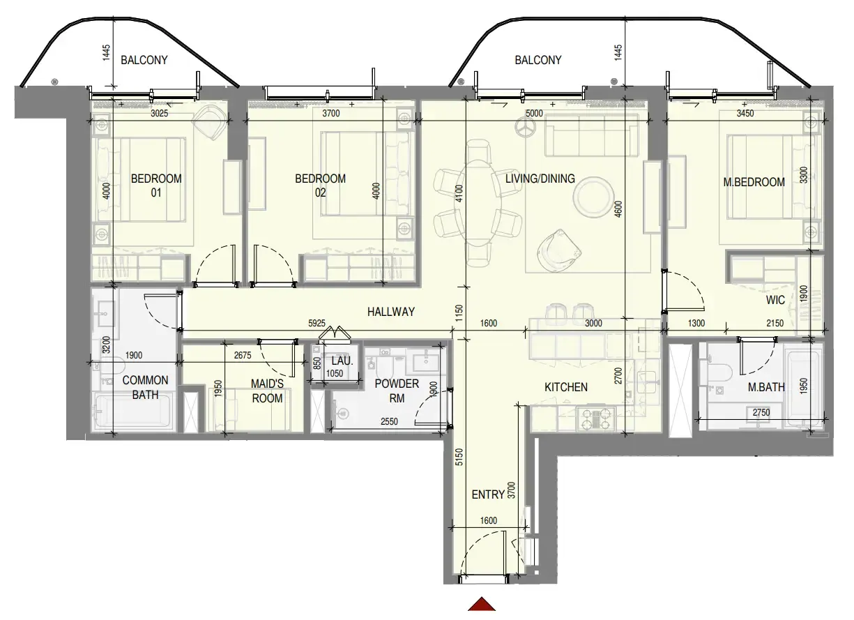 Takaya 3 bed floor plan, 1,580 sqft
