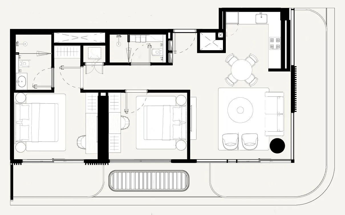 Azizi Abraham 2 bed floor plan, 1,175 sqft