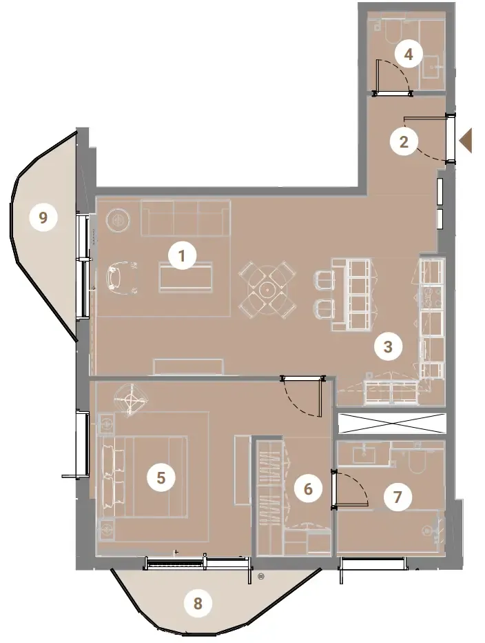 Takaya 1 bed floor plan, 1,007 sqft