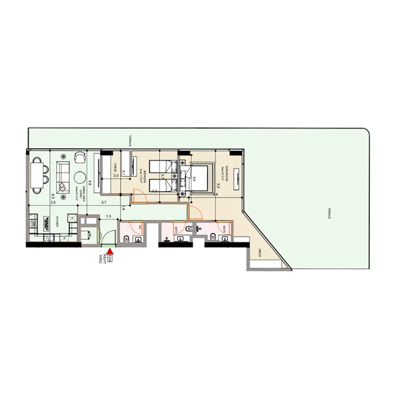 Edgewater Residences 1, 2 and 3 2 bed floor plan, 2,312 sqft