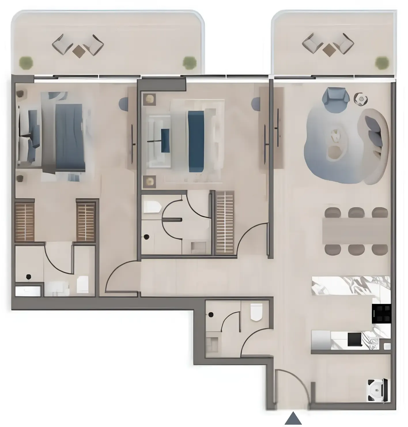 Meriden Beach Residences 2 bed floor plan, 1,274 sqft