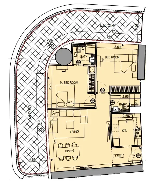 Binghatti Hills 2 bed floor plan, 1,680 sqft