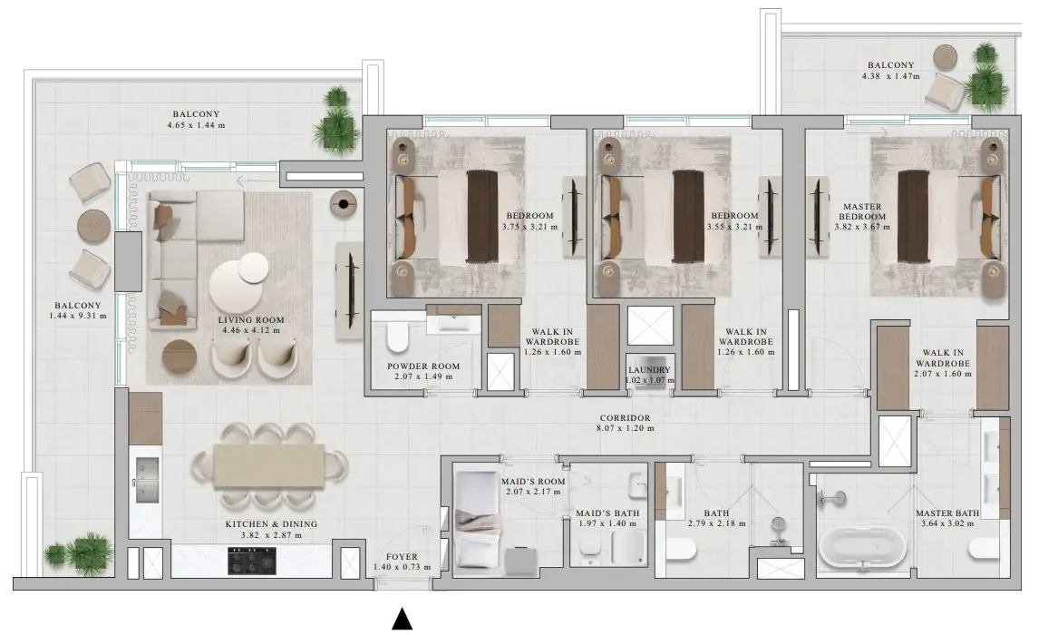 Rosehill 3 bed floor plan, 1,813 sqft