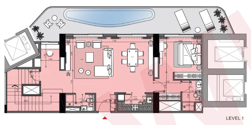 Azizi Wasel 3 bed floor plan, 2,772 sqft