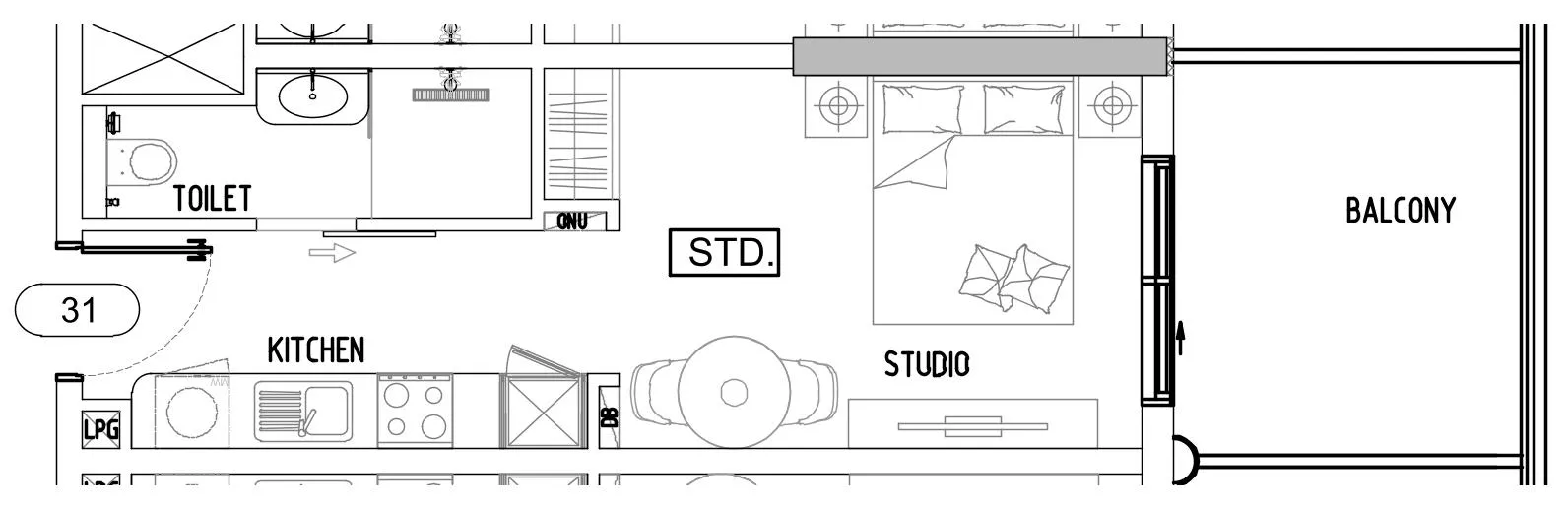 Damac Lagoons Views Phase 3 Studio floor plan, 402 sqft