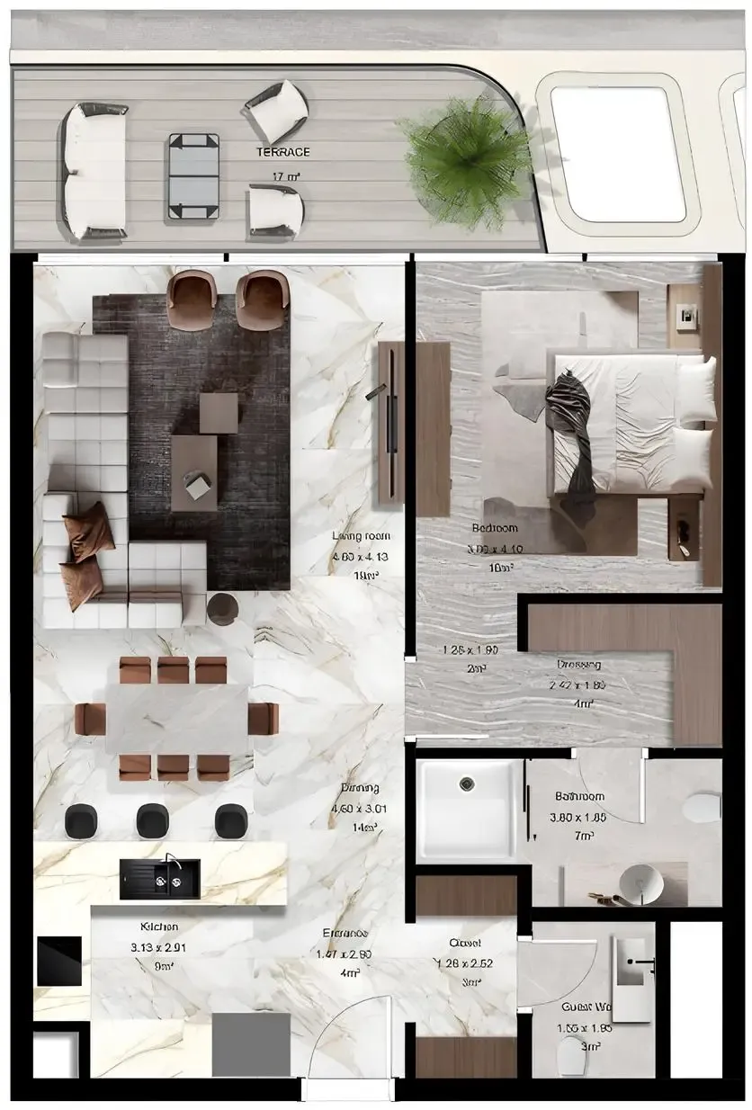 Jacob and Co Beachfront Living 1 bed floor plan, 1,098 – 1,841 sqft