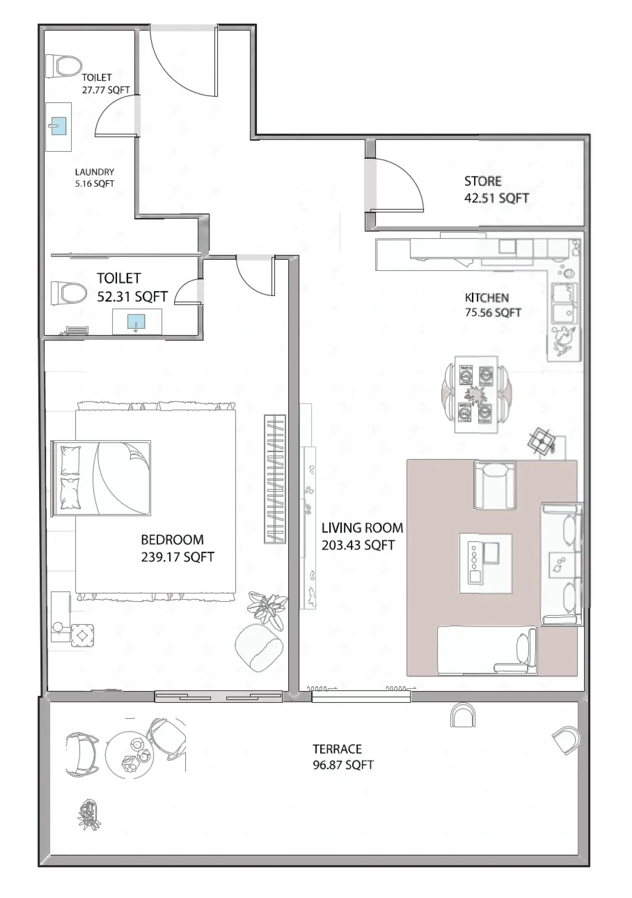 Ajman Creek Towers 1 bed floor plan, 2,731 sqft