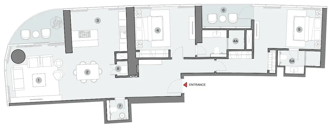 Sobha Seahaven 2 bed floor plan, 1,716 sqft