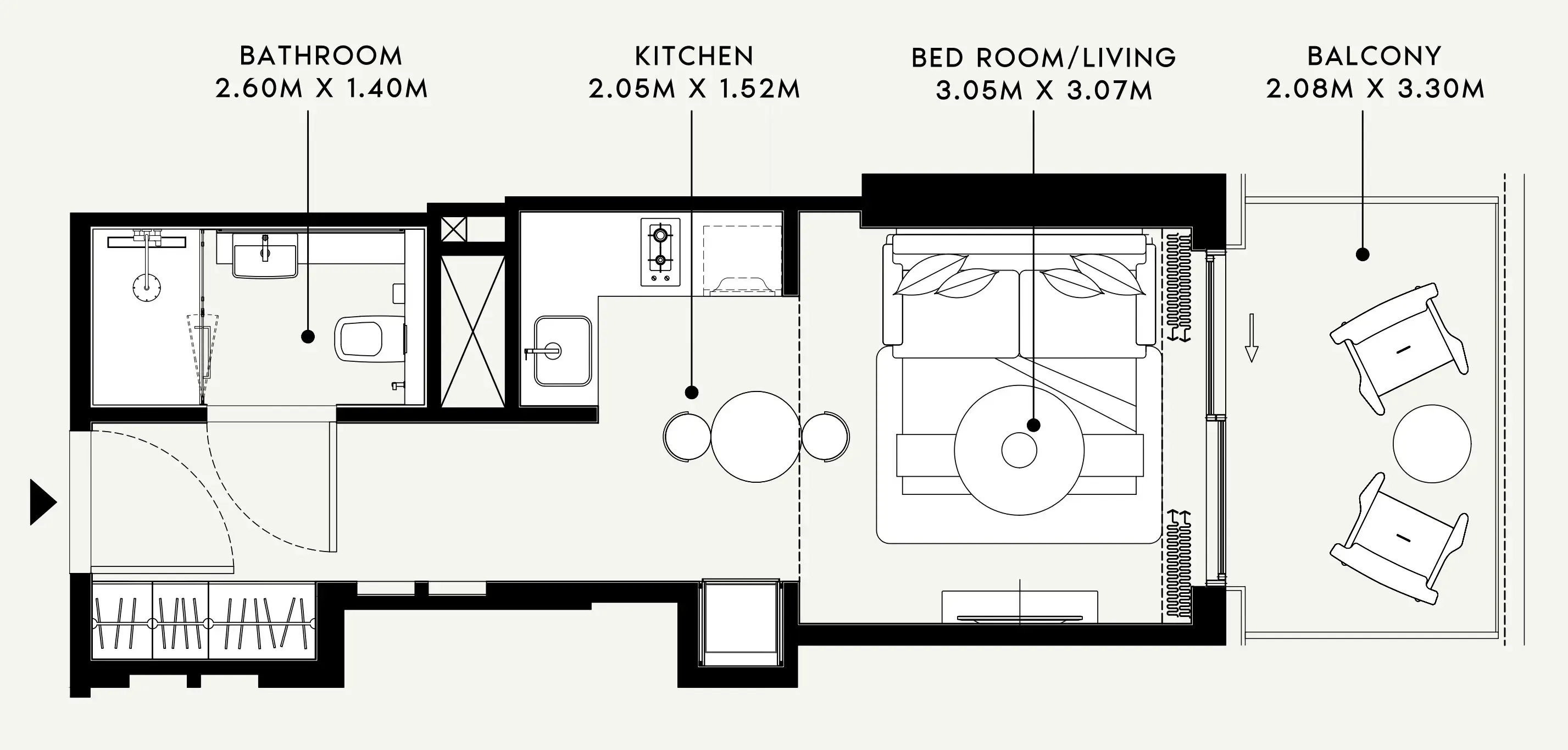 Azizi Venice Studio floor plan, 386 sqft