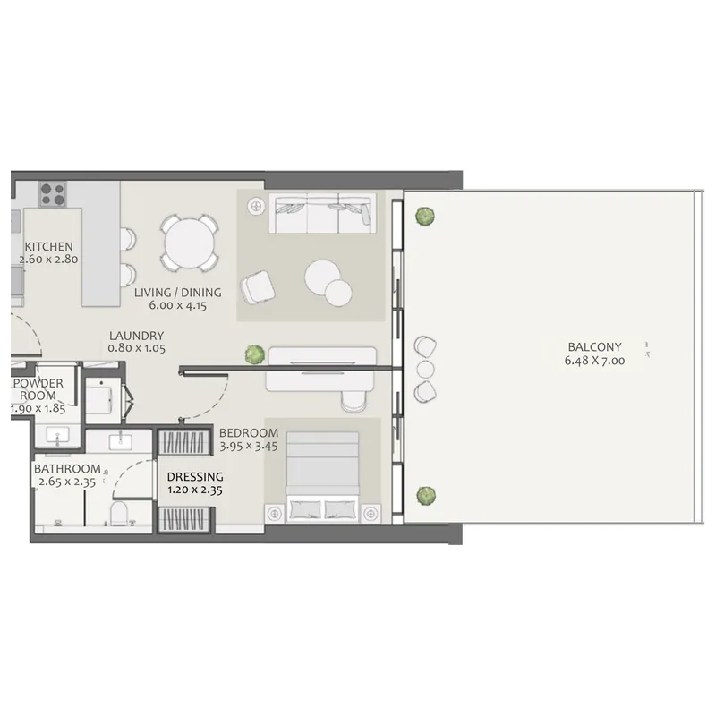 Avenue Park Towers 2 at Wasl 1 1 bed floor plan, 1,293 sqft
