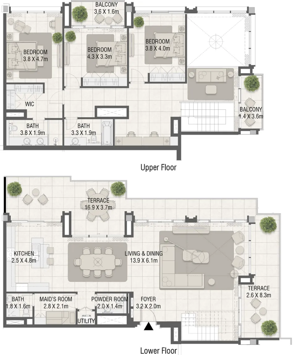 Design Quarter 3 bed floor plan, 2,730 – 3,305 sqft