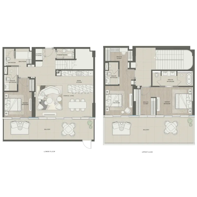 Mondrian Phases 1 and 2 3 bed floor plan, 2,550 – 2,740 sqft