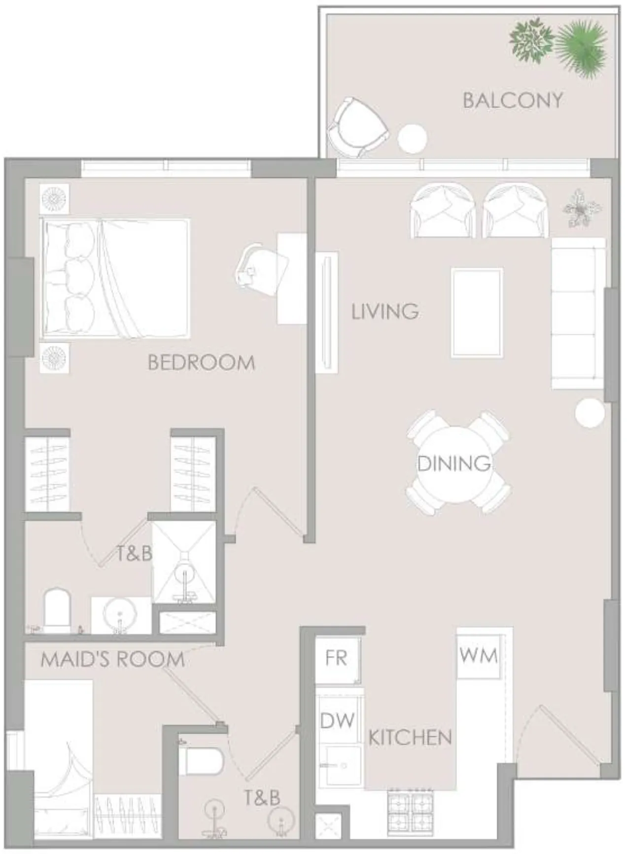IR1DIAN Park 1 bed floor plan, 829 sqft