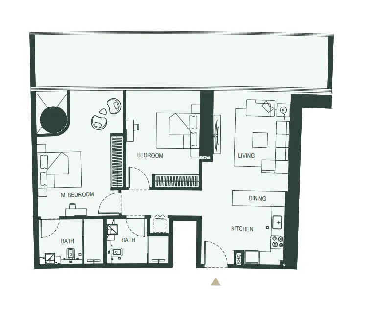 Binghatti Hills 2 bed floor plan, 1,346 sqft
