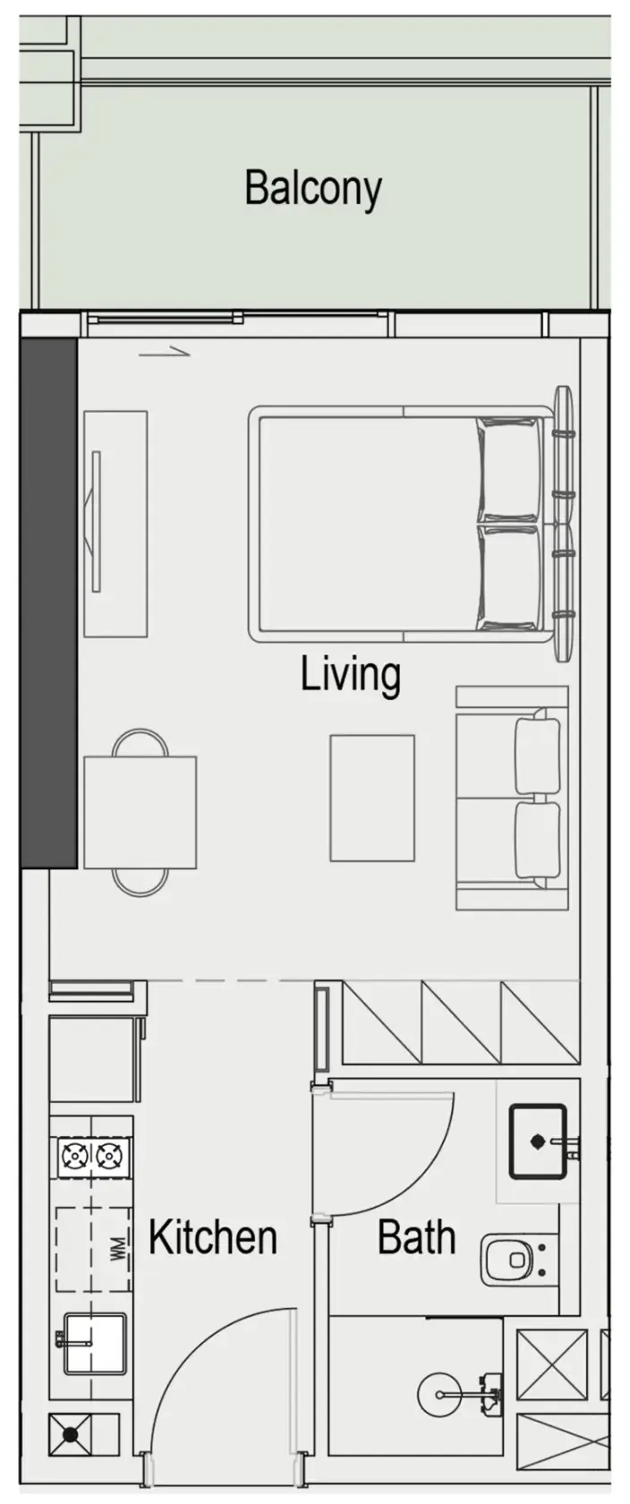 Sierra by Iman Studio floor plan, 416 sqft