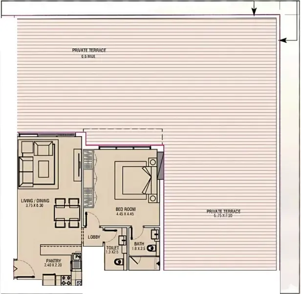 Brand Centro 1 bed floor plan, 2,472 sqft