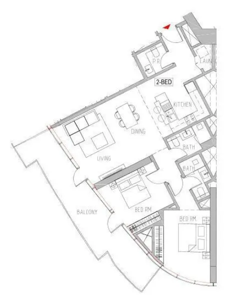 Canal Heights 2 bed floor plan, 1,330 sqft
