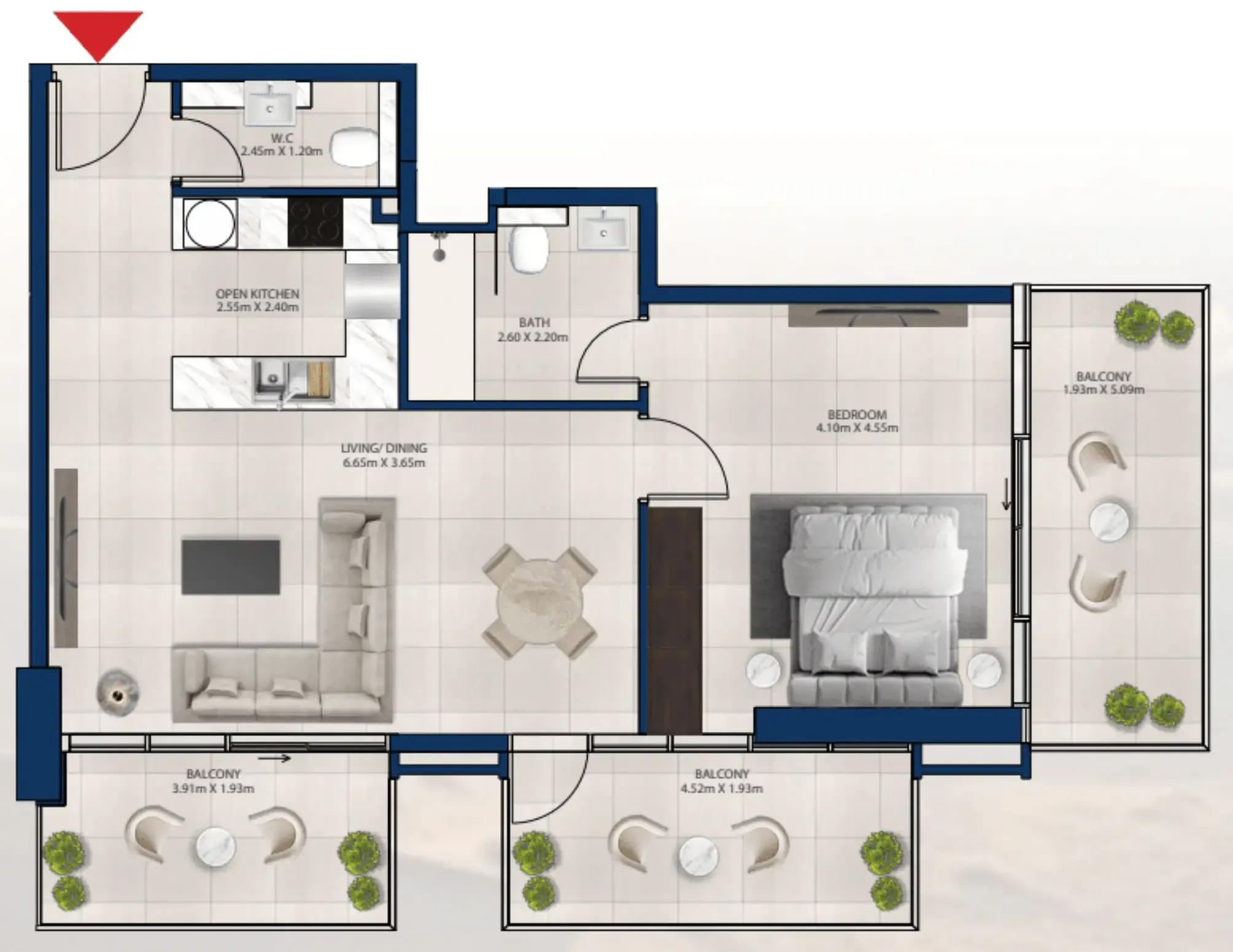 Al Vista 1 bed floor plan, 1,044 sqft