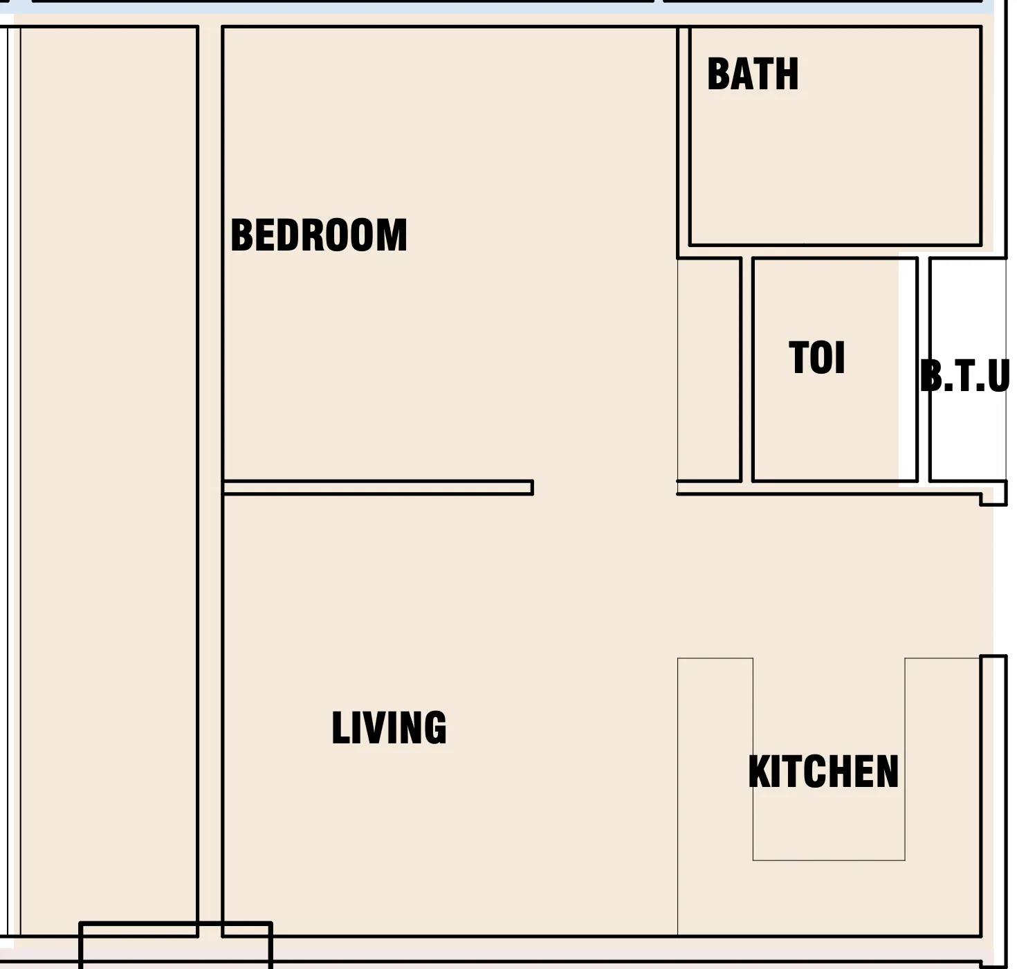 Celesto Tower 1 bed floor plan, 734 sqft