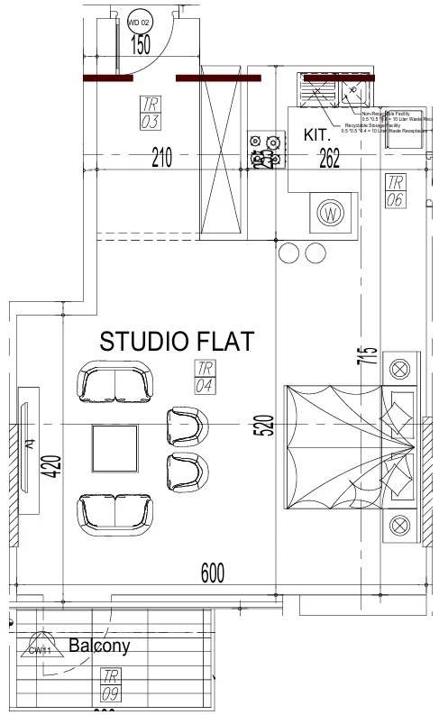 Paradise View II Studio floor plan, 603 – 616 sqft