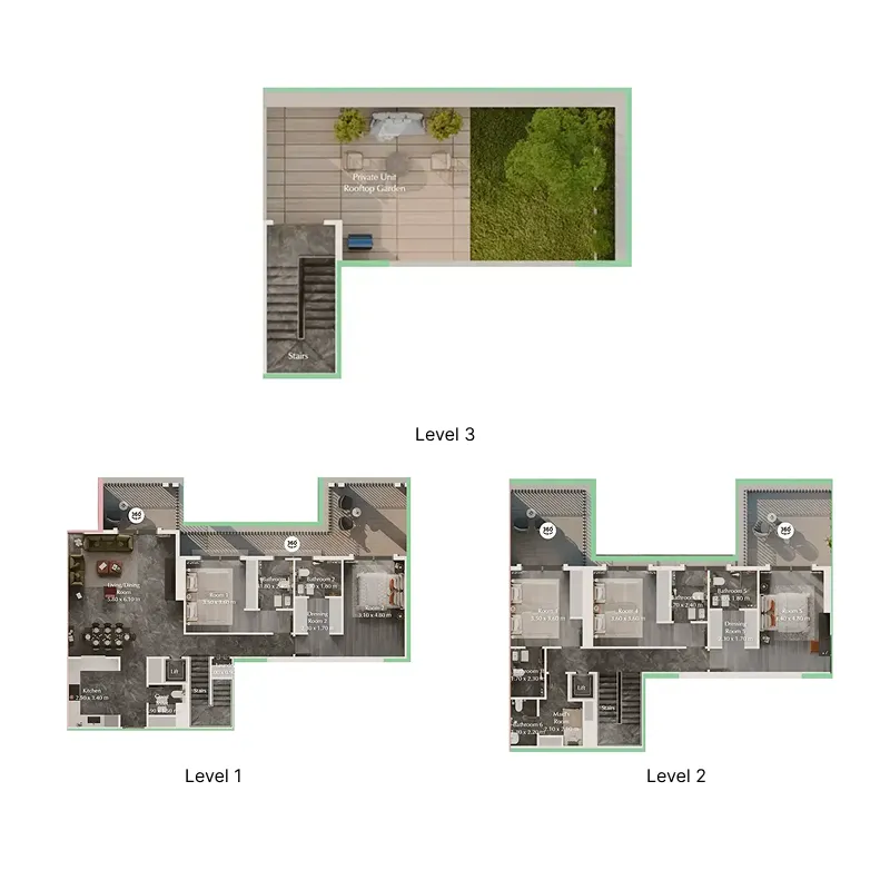 Bab Al Qasr Garden Residences 65 5 bed floor plan, 3,401 sqft