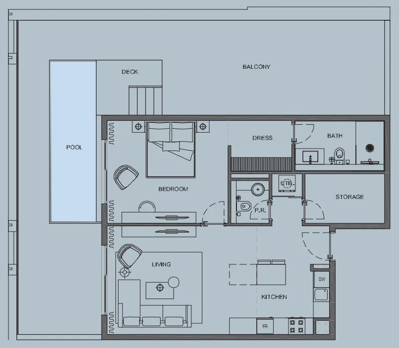 AB Cavalier 1 bed floor plan, 1,602 sqft