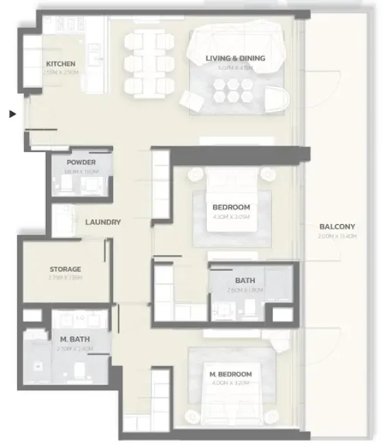 Tonino Lamborghini Residences 2 bed floor plan, 1,486 sqft