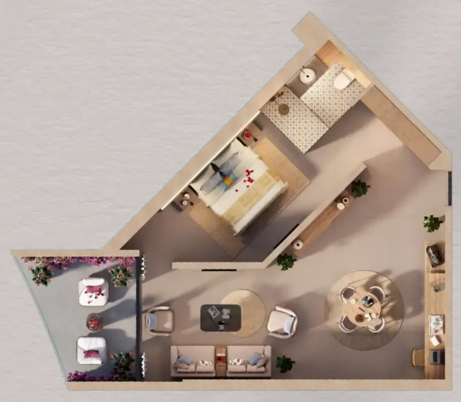 The Heart of Europe - Marbella Resort Hotel, Vignette Collection 1 bed floor plan, 1,114 sqft