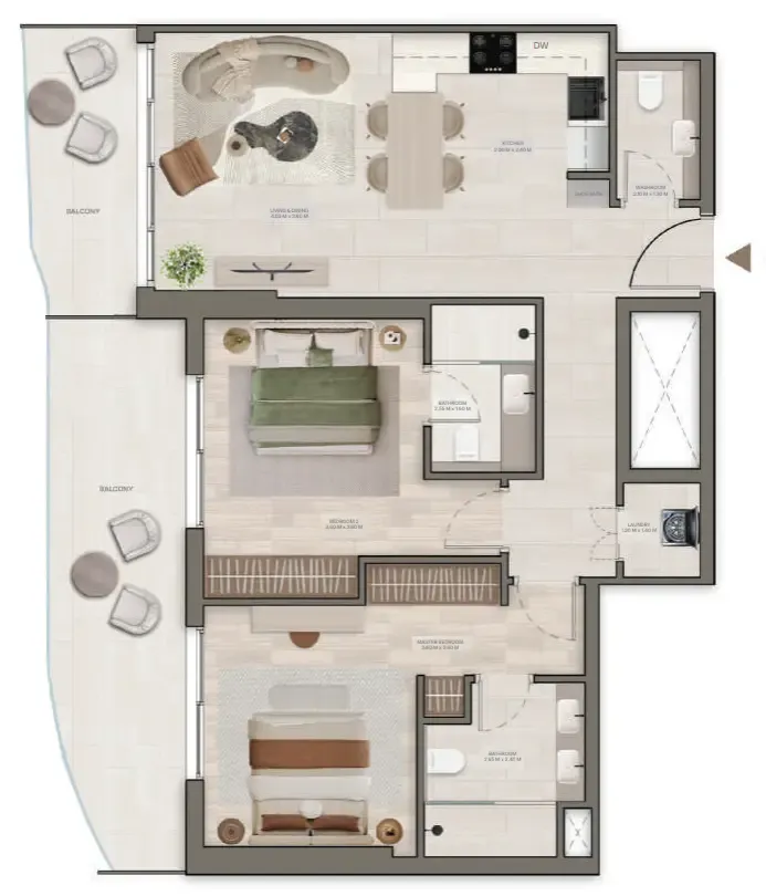 Stax 2 bed floor plan, 1,134 sqft