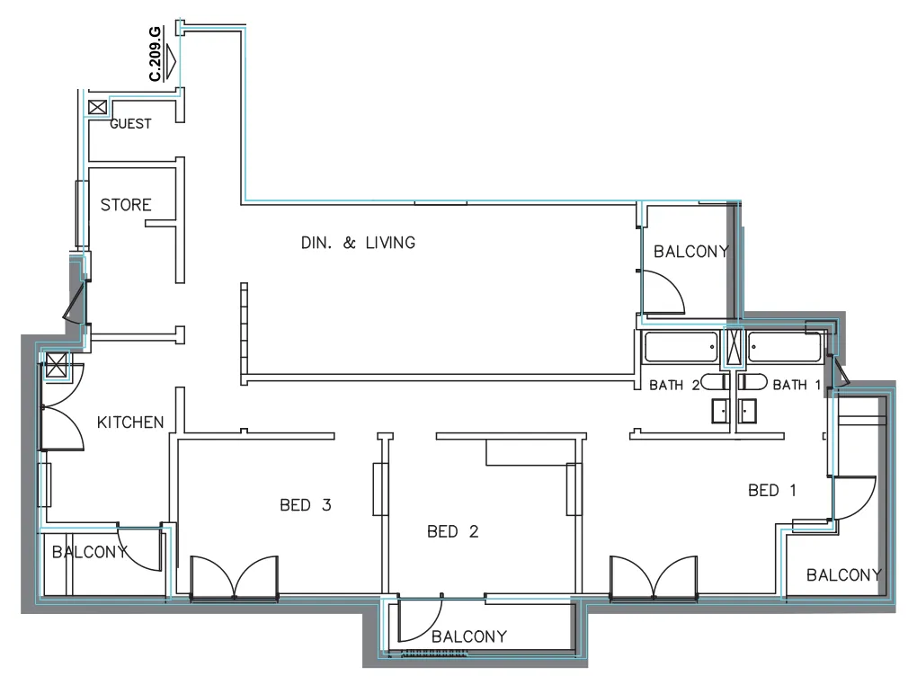 Janayen Avenue 3 bed floor plan, 1,938 sqft