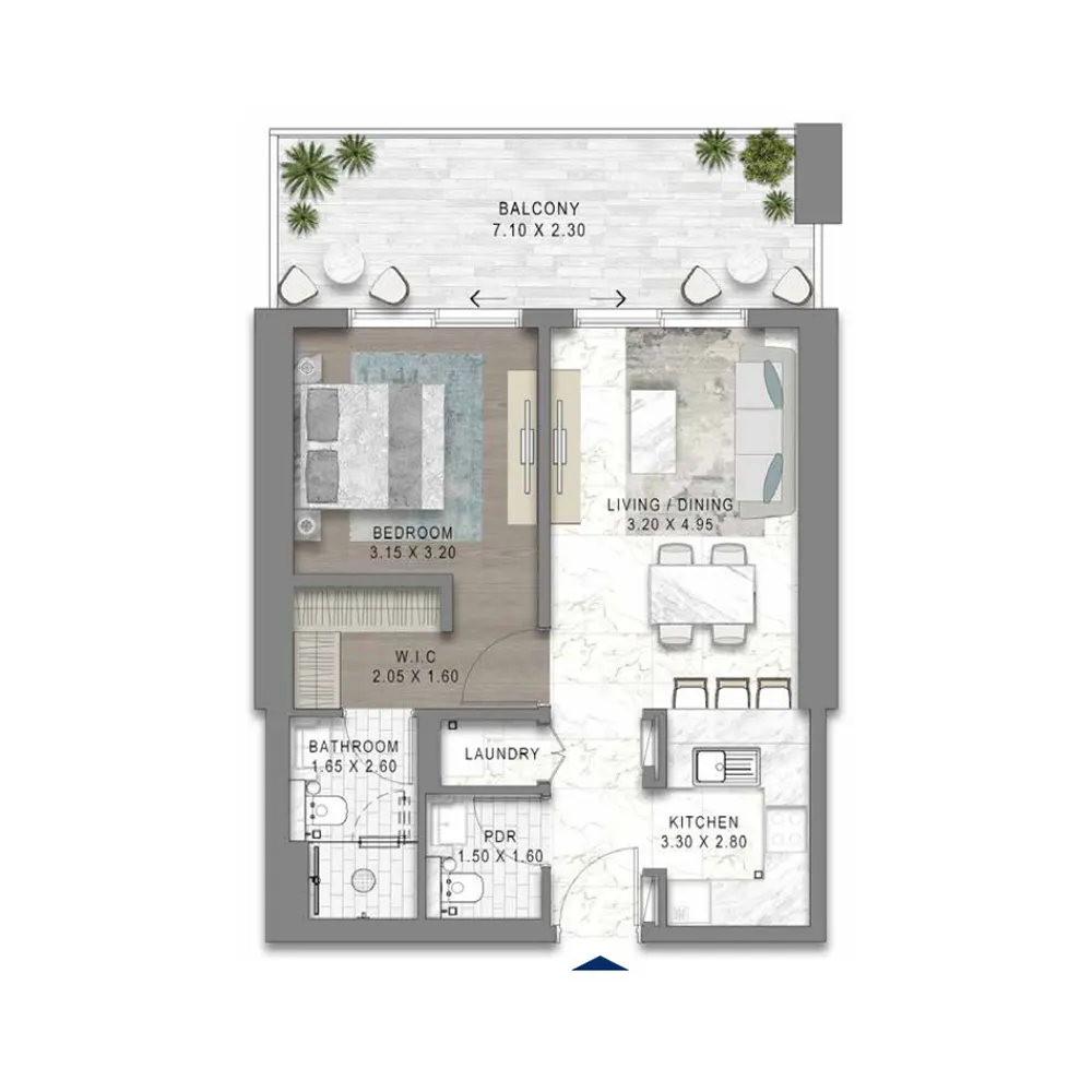 Chelsea Residences 1 Tower C 1 bed floor plan, 771 – 776 sqft