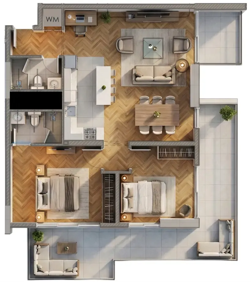 Armas By Zenith 2 bed floor plan, 1,310 – 1,313 sqft