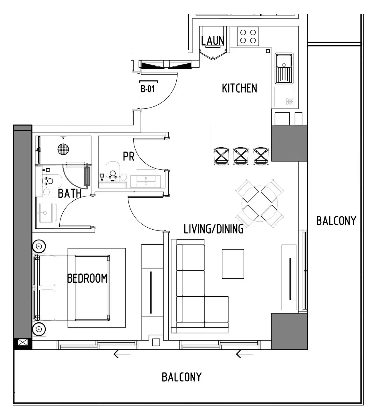 Chelsea Residences 1 bed floor plan, 921 – 928 sqft