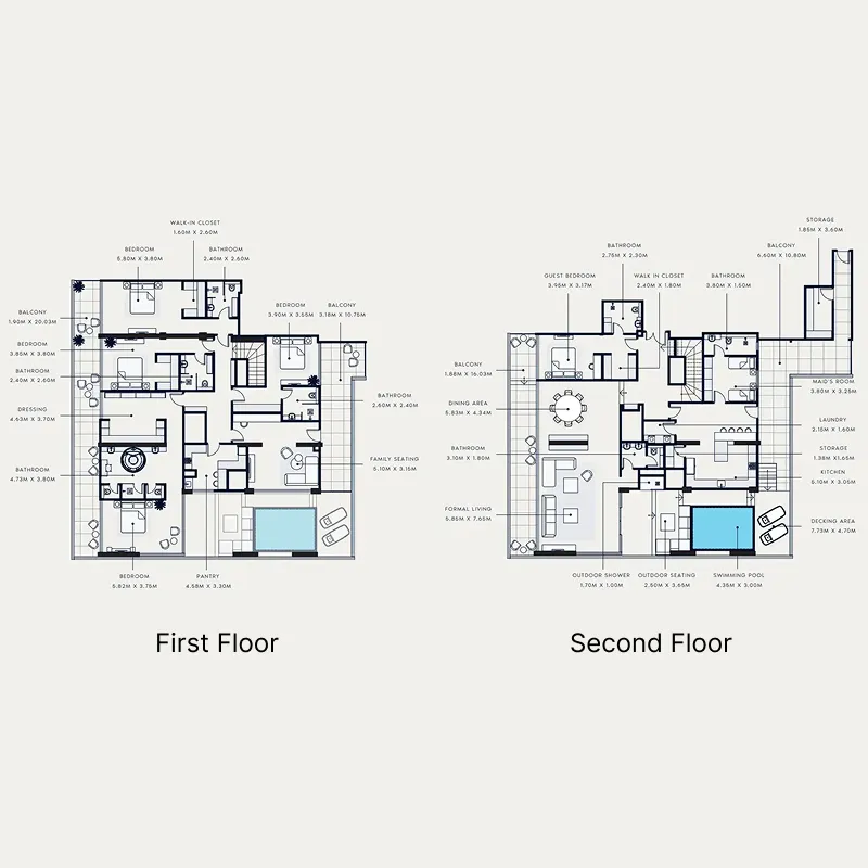 Riviera Azure 4 bed floor plan, 7,029 sqft