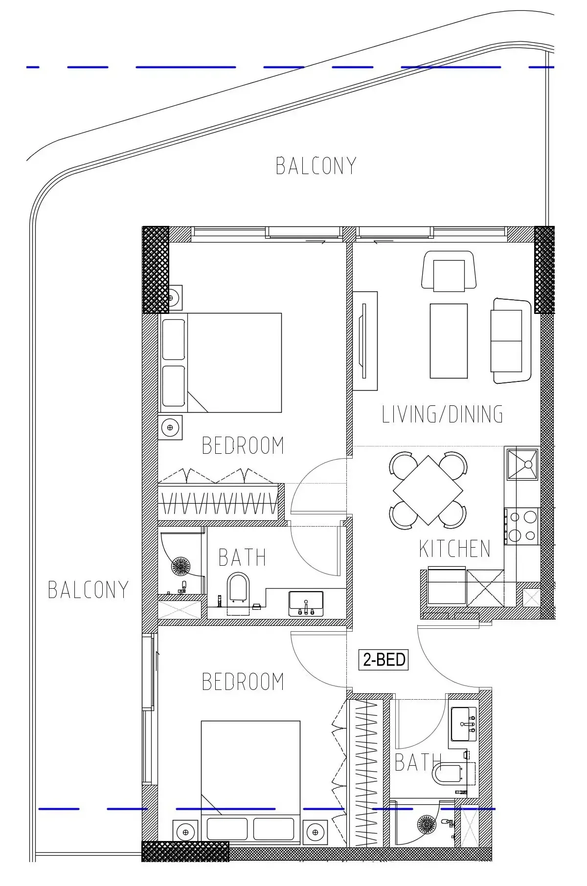 Elo 2 and 3 Damac 2 bed floor plan, 1,030 sqft