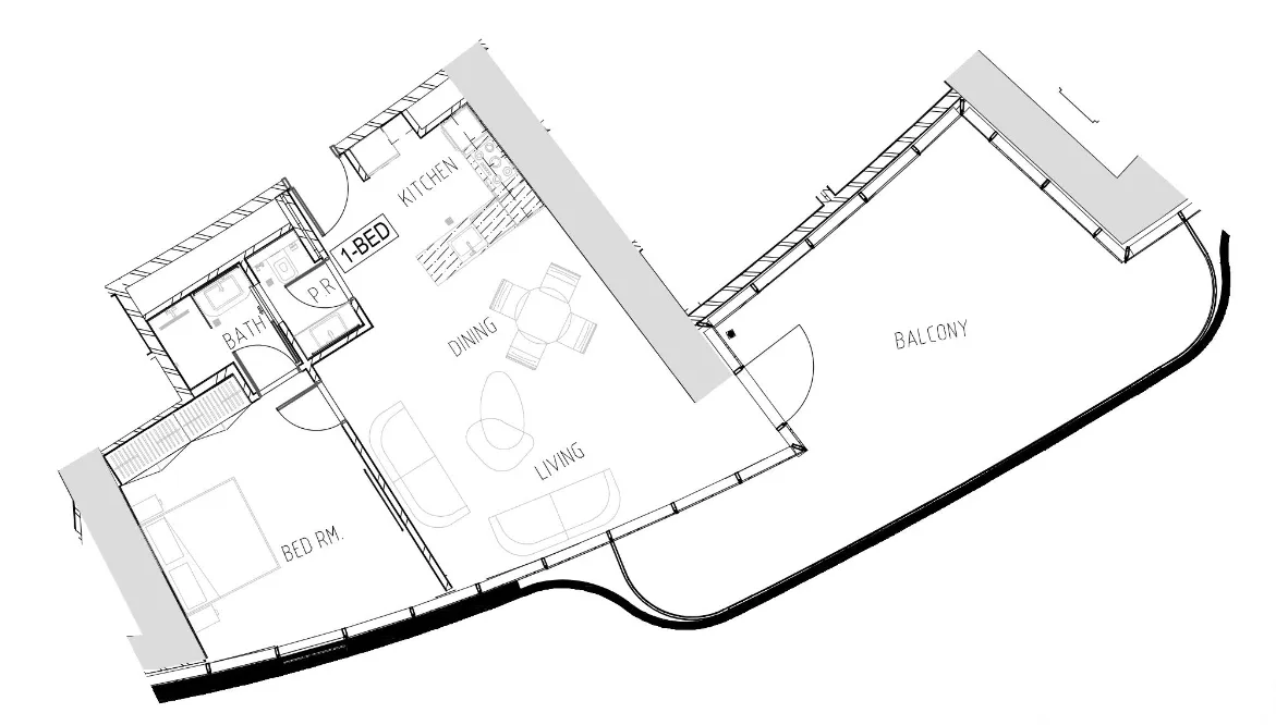Damac Bay 1 bed floor plan, 1,285 sqft